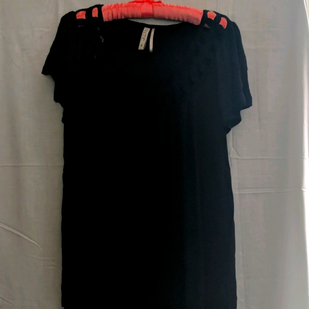 Black rayon knit blouse